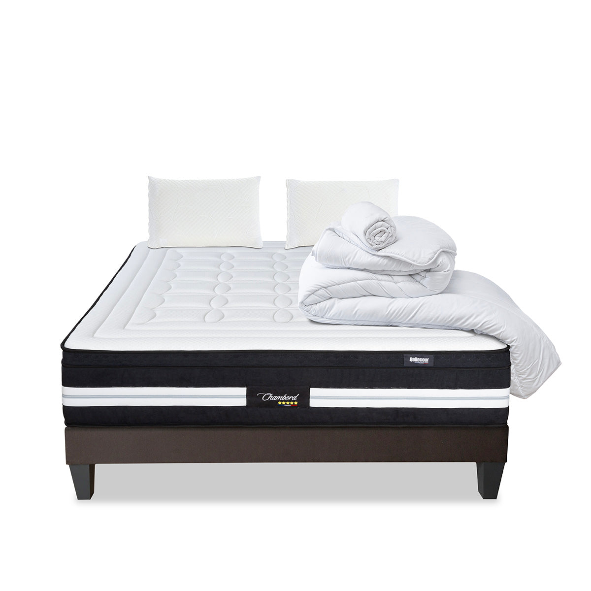 Prêt-à-dormir CHAMBORD avec Sommier, Couette, Oreillers et Protège-matelas