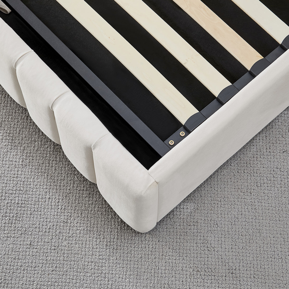 Lit Coffre Velours Beige TROCADÉRO