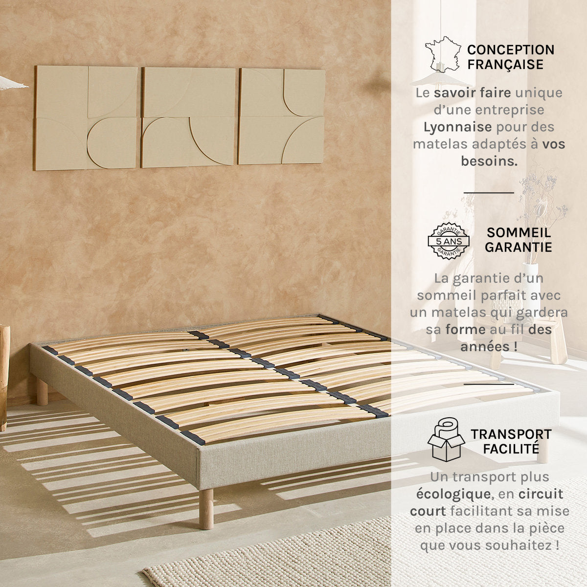 Sommier À Lattes Tissu LINO