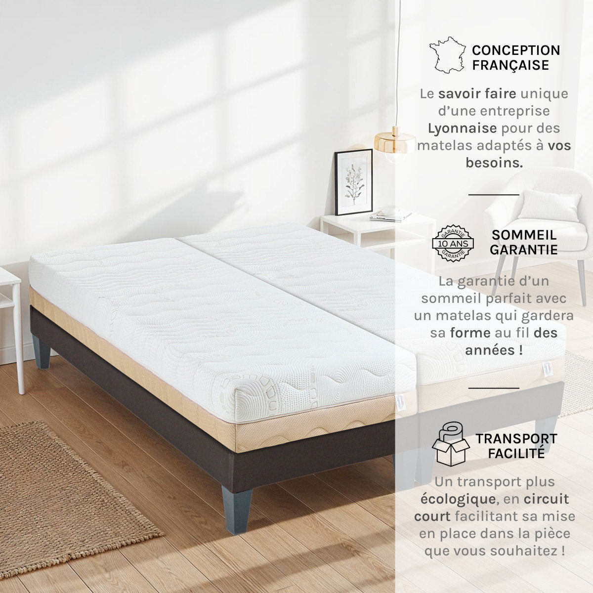Matelas Mémoire de forme 24 cm ONDULATO