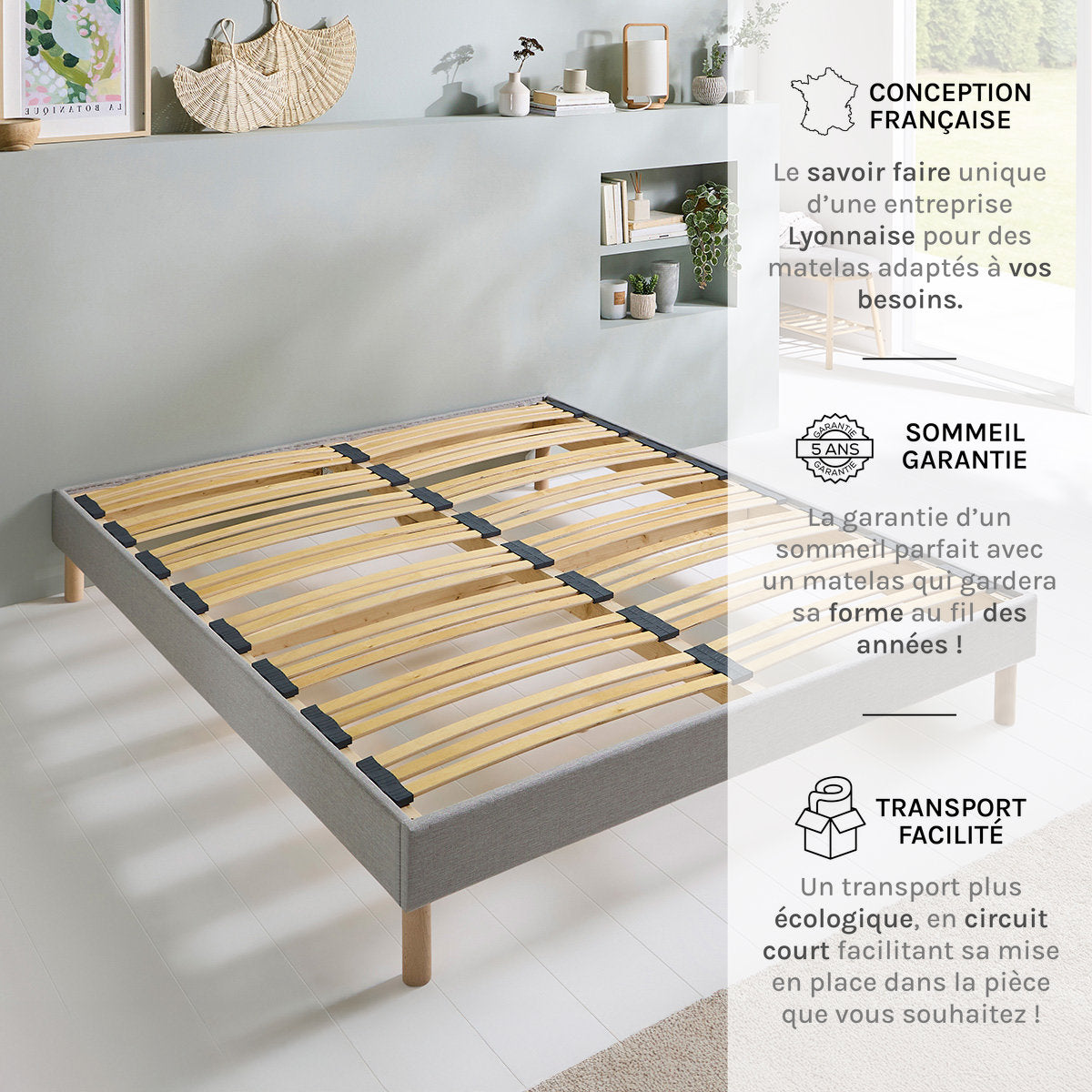 Sommier À Lattes Tissu CAPITOLE