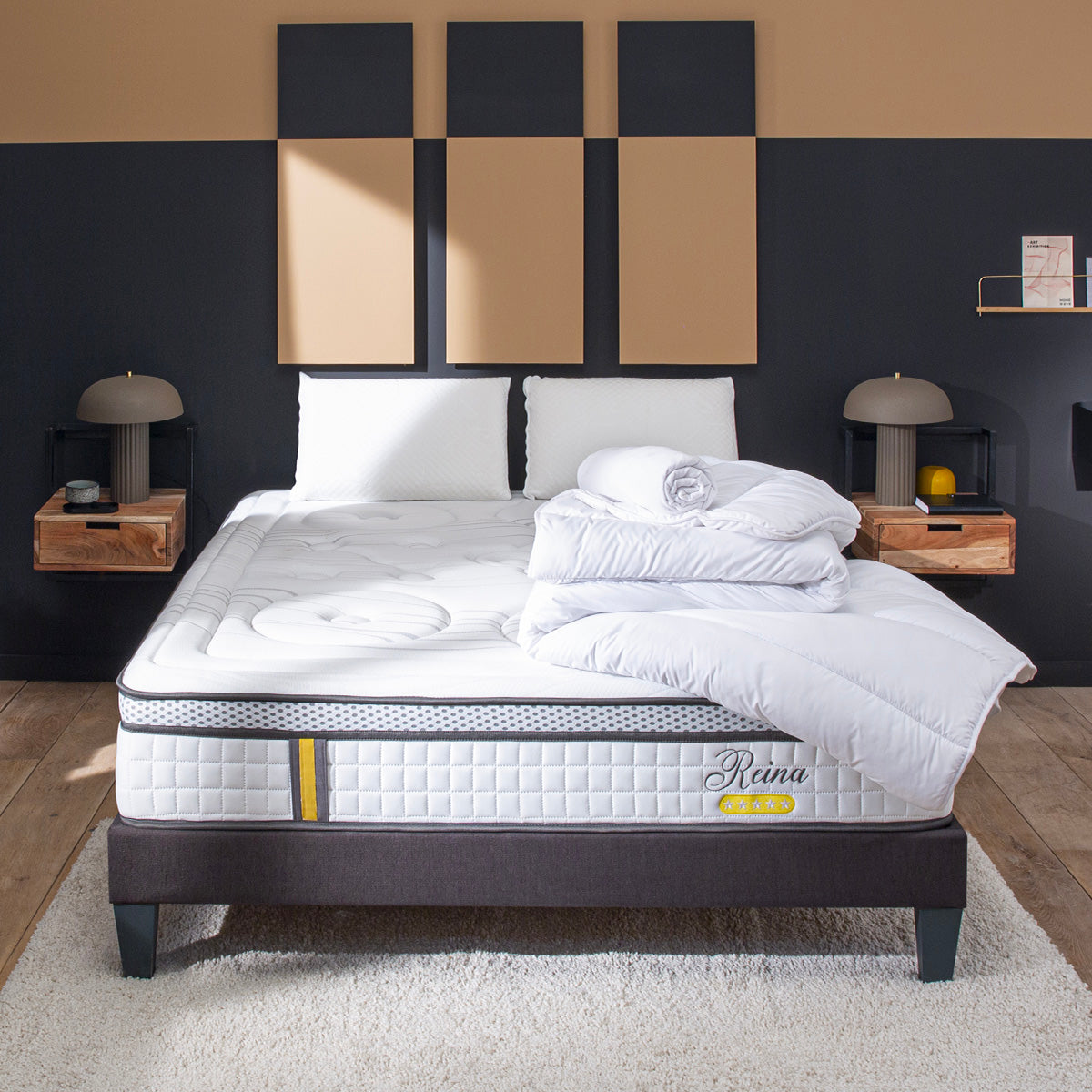 Prêt-à-dormir REINA 2.0 avec Sommier, Couette, Oreillers et Protège-matelas