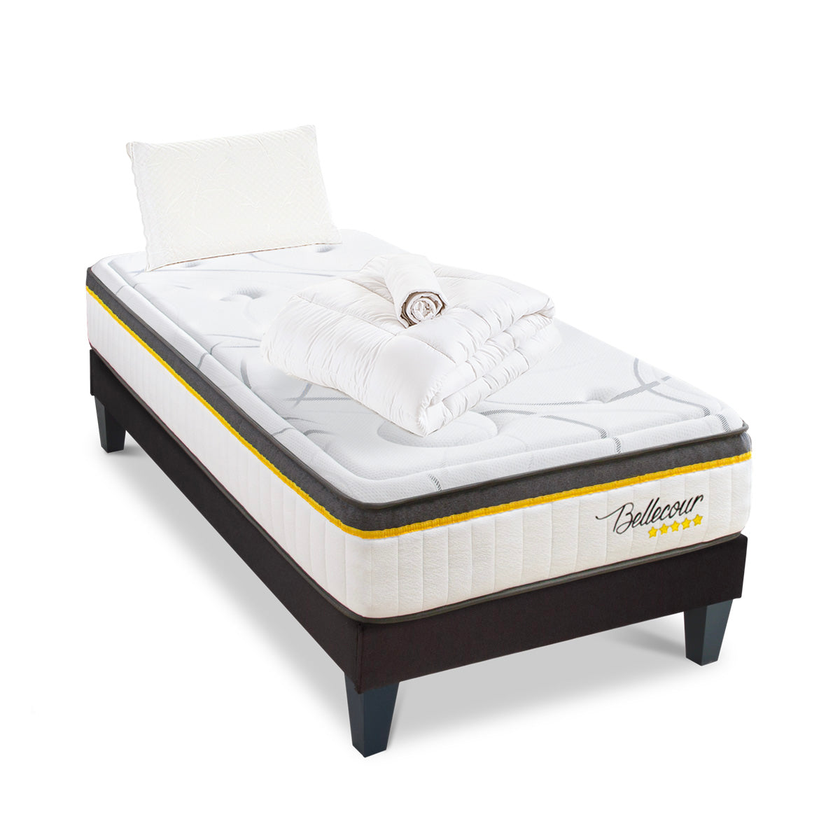 Prêt-à-dormir BELLECOUR 3.0 avec Sommier, Couette, Oreillers et Protège-matelas