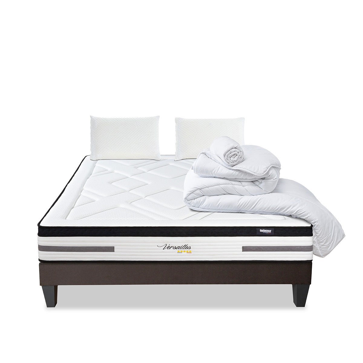 Prêt-à-dormir VERSAILLES avec Sommier, Couette, Oreillers et Protège-matelas