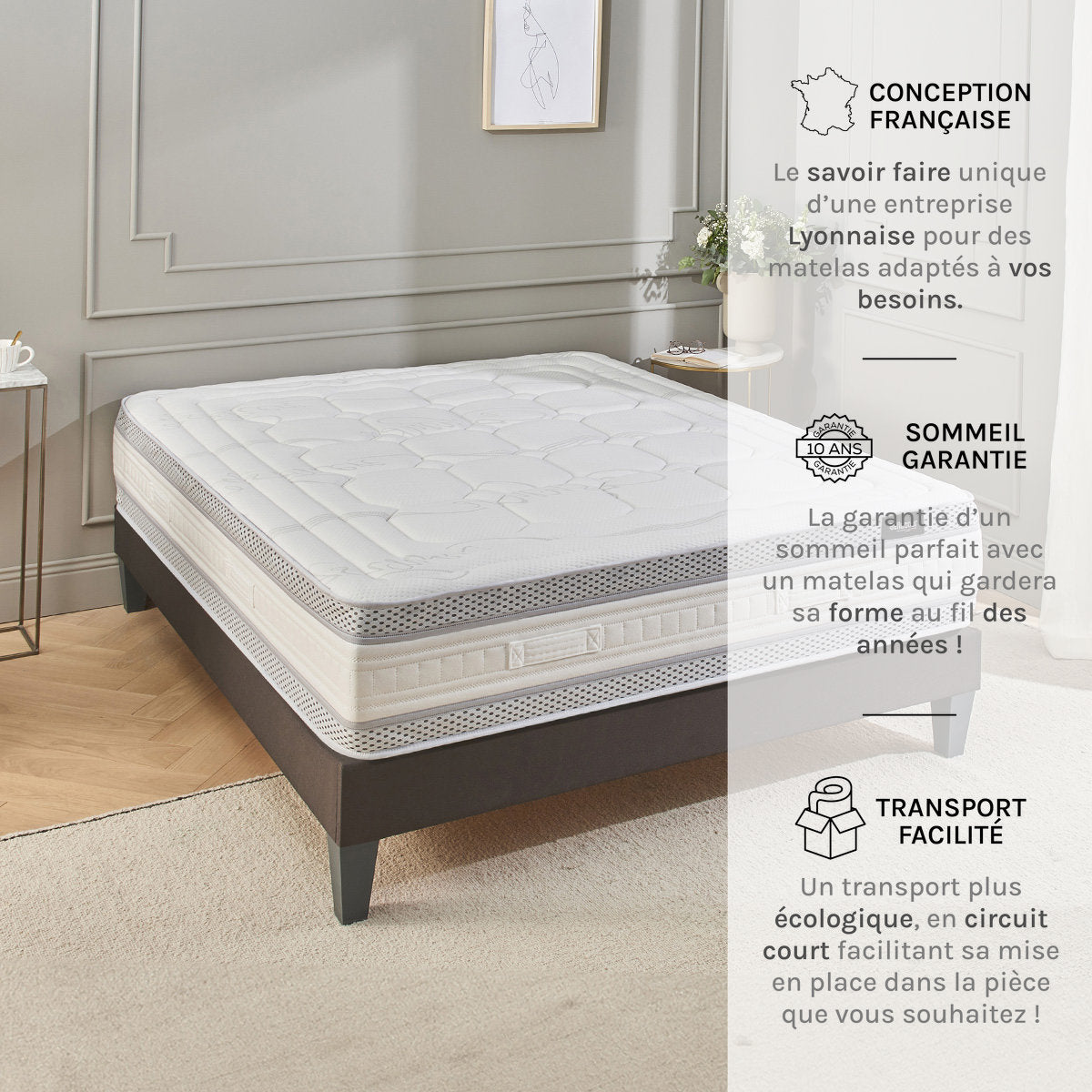 Matelas Ressorts ensachés 33 cm CHAMPS ÉLYSÉES