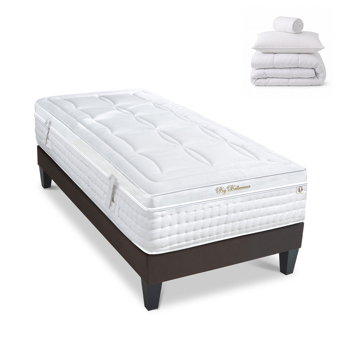 Pack prêt à dormir Empereur - Matelas + Sommier + Couette, oreillers, protège-matelas - 33 cm d'épaisseur