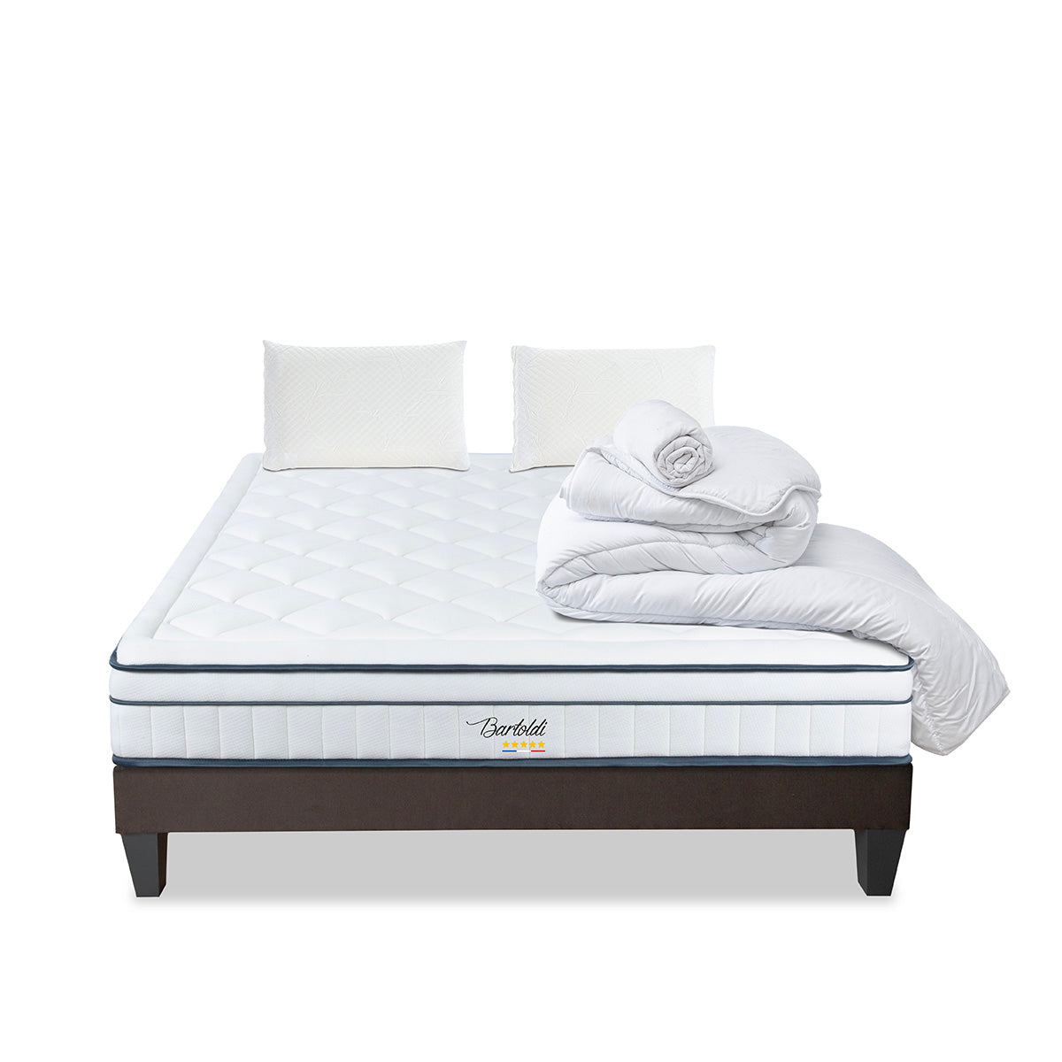 Prêt-à-dormir BARTOLDI avec Sommier, Couette, Oreillers et Protège-matelas