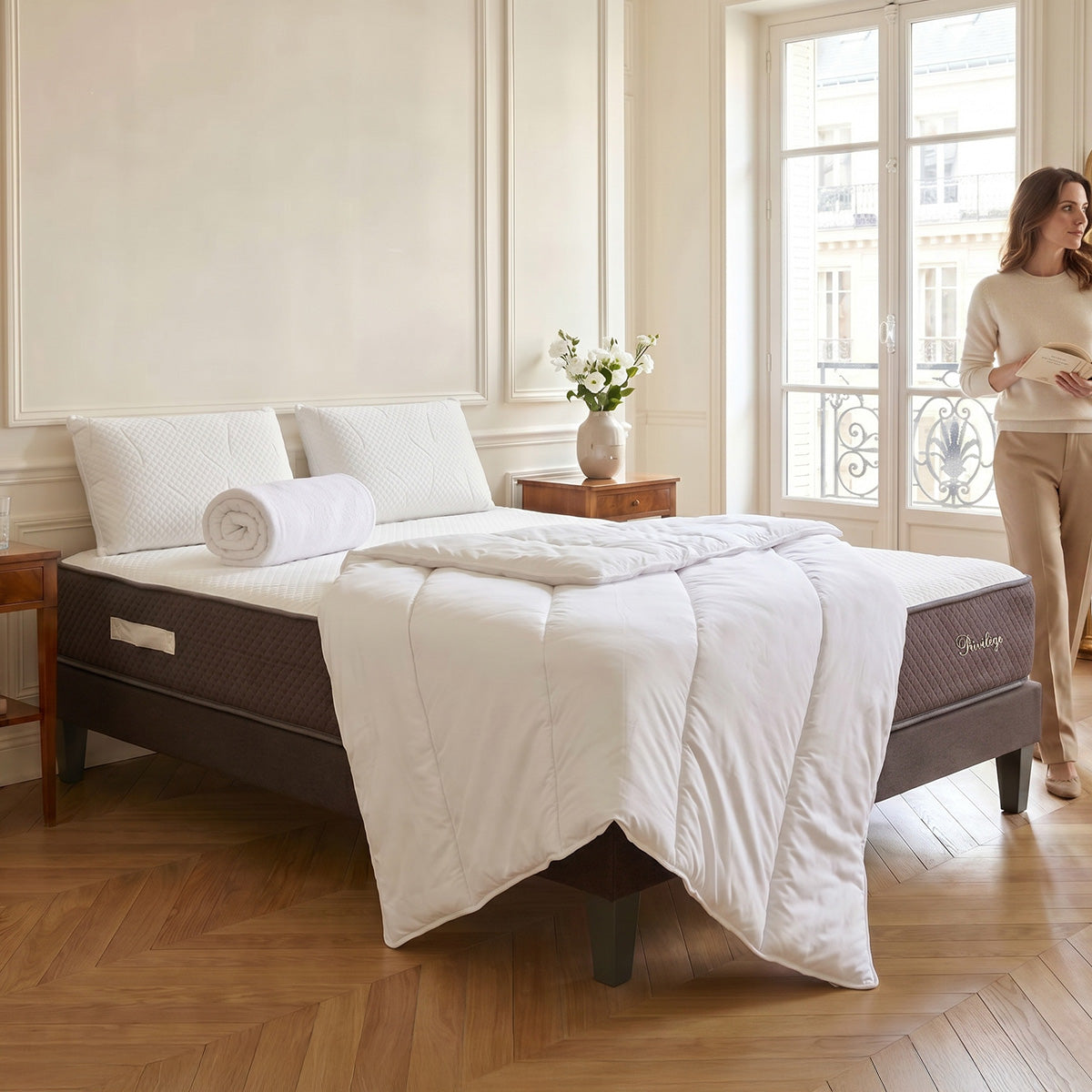 Pack prêt à dormir Privilège - Matelas + Sommier + Couette, oreillers, protège-matelas - 30 cm d'épaisseur