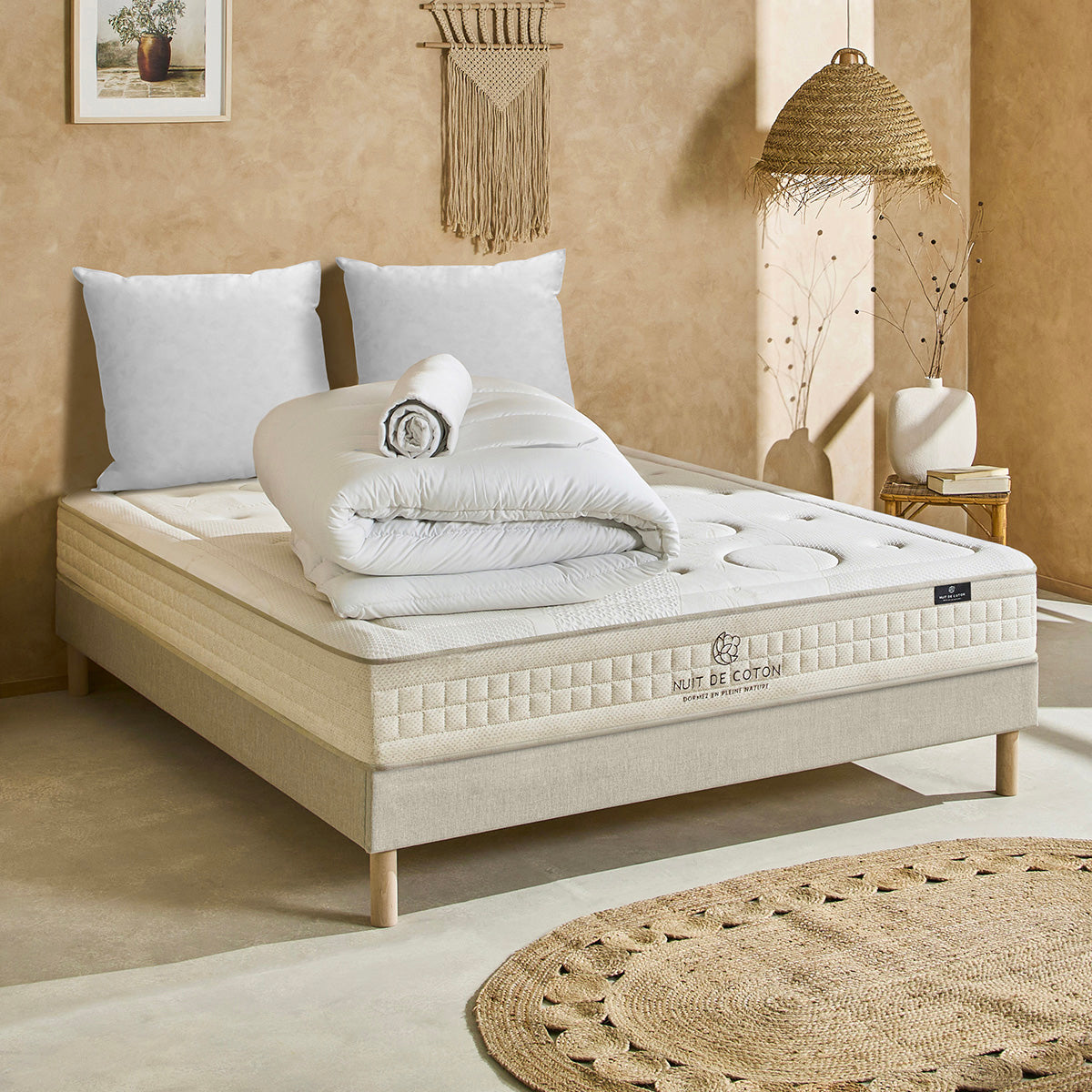 Prêt-à-dormir PRÉLUDE avec Sommier, Couette, Oreillers et Protège-matelas