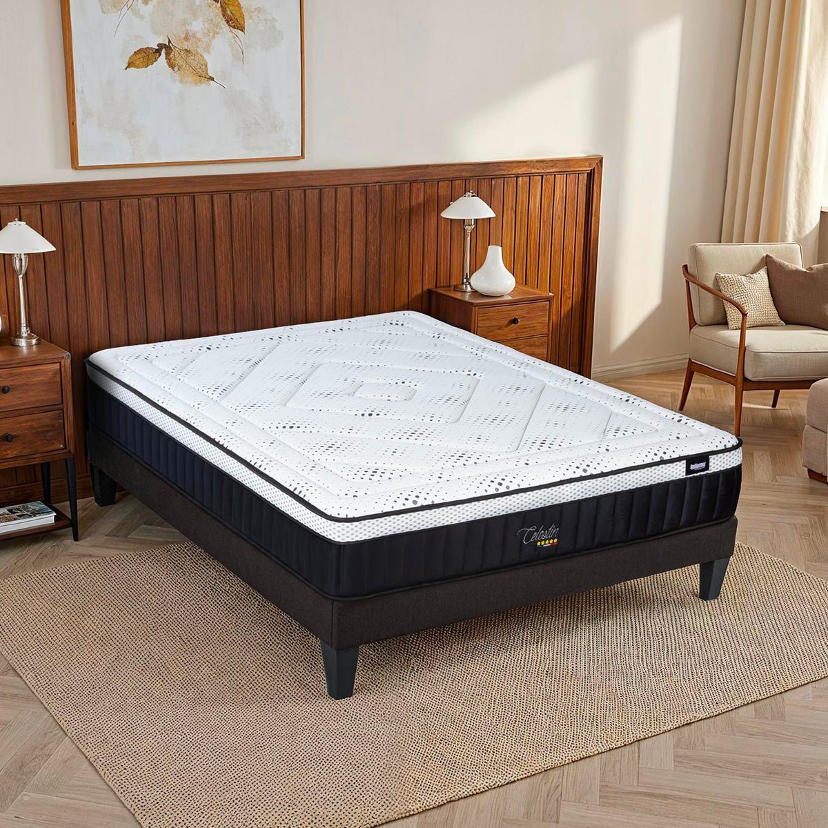 Ensemble Matelas Mémoire de forme CÉLESTIN 2.0 avec sommier