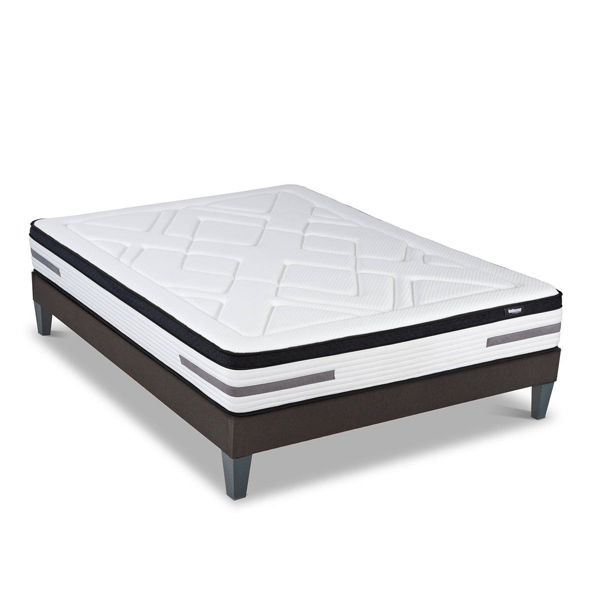 Ensemble Bellevue - Matelas ressorts ensachés + mémoire de forme + Sommier - 24 cm d'épaisseur