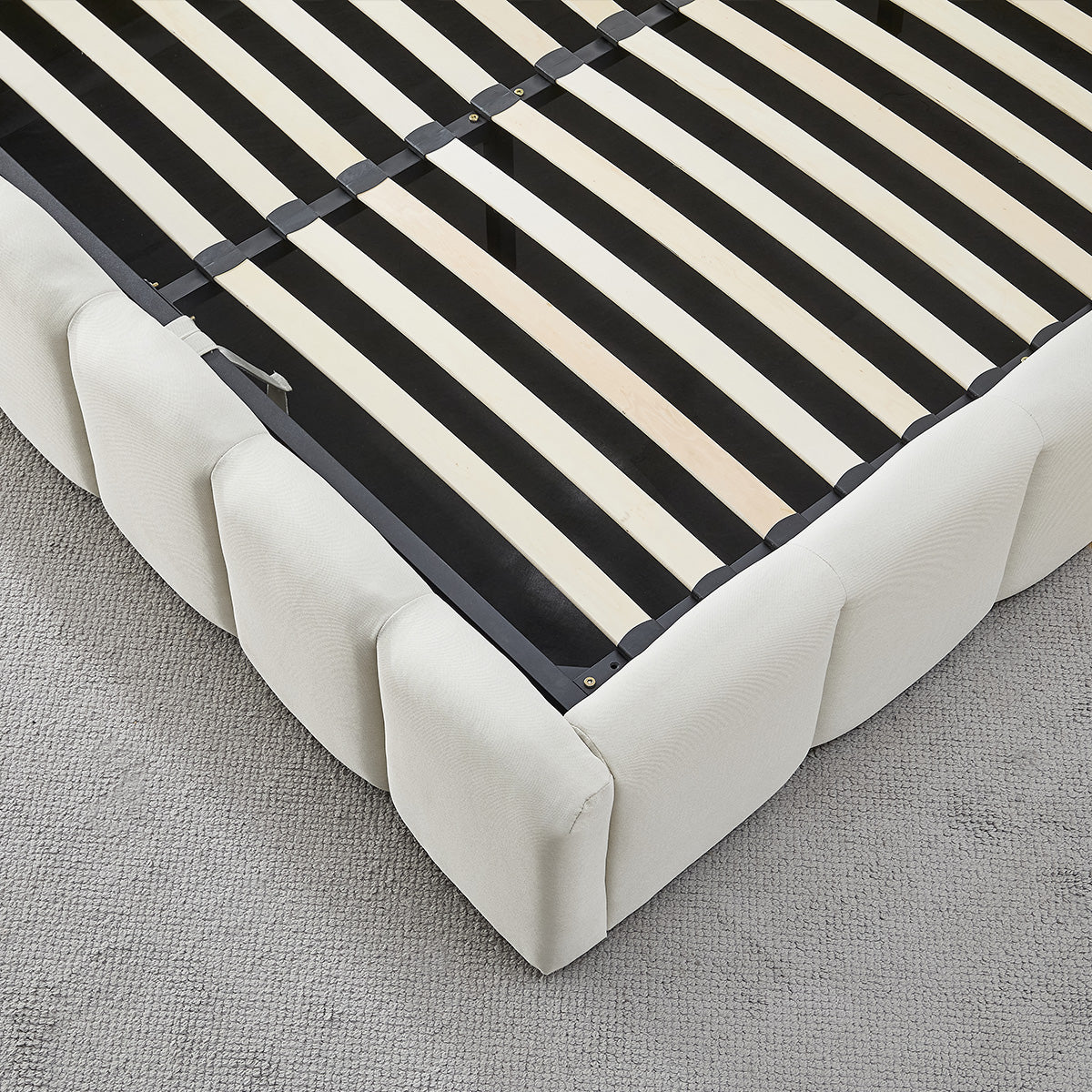 Lit Coffre Tissu Beige MADELEINE