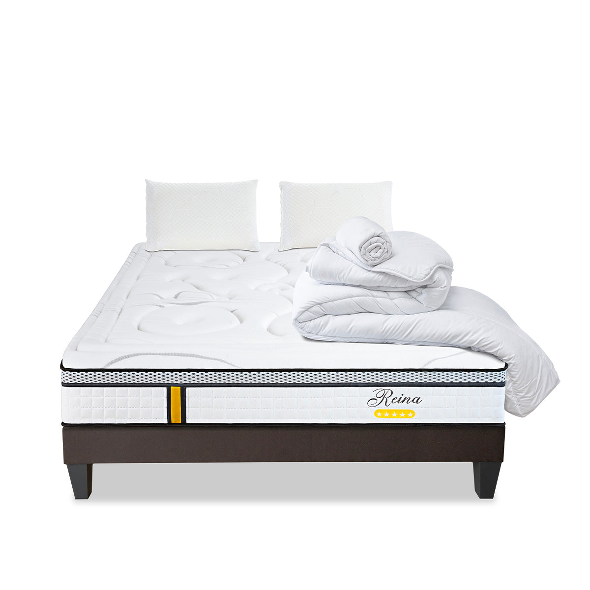 Prêt-à-dormir REINA 2.0 avec Sommier, Couette, Oreillers et Protège-matelas