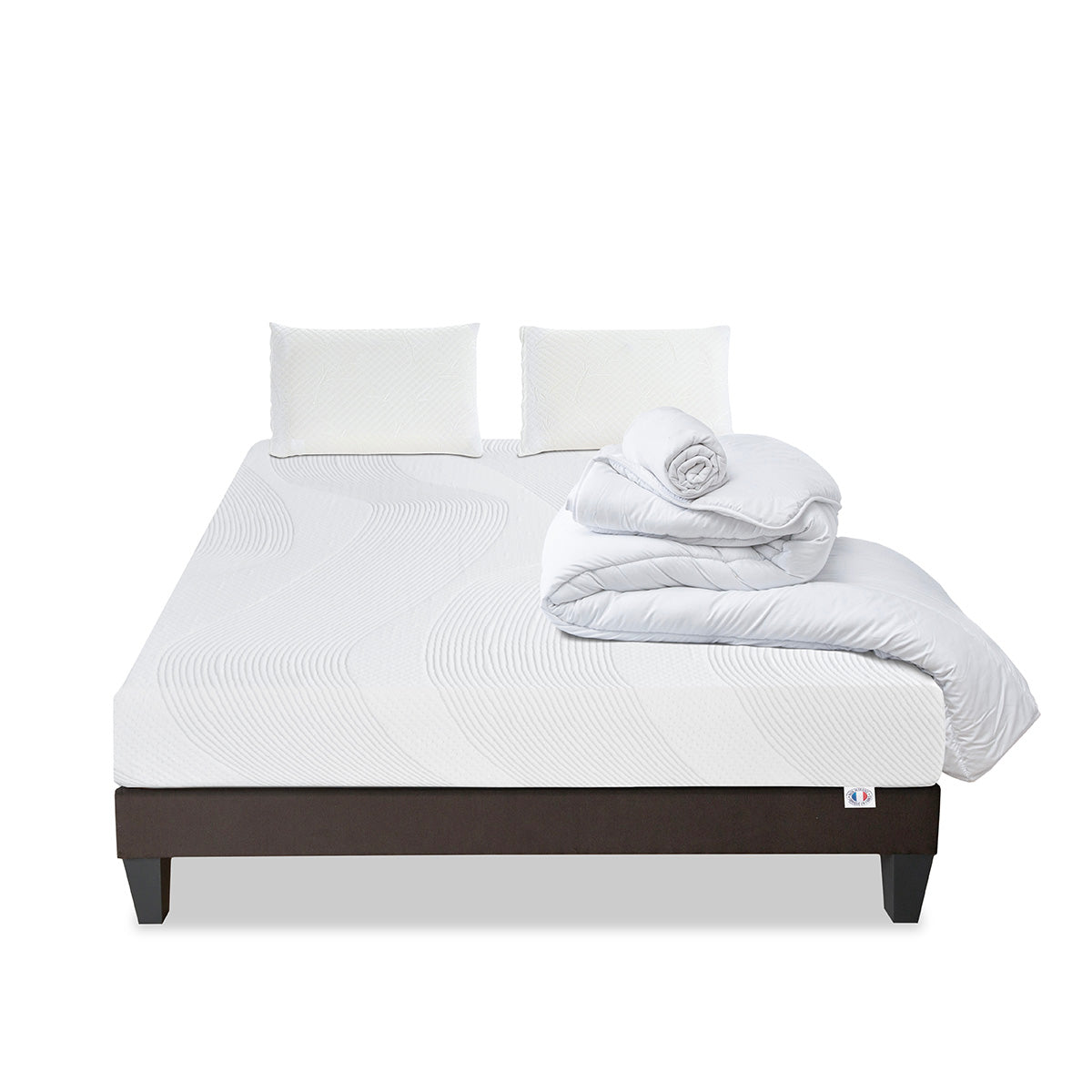 Prêt-à-dormir PARIS avec Sommier, Couette, Oreillers et Protège-matelas