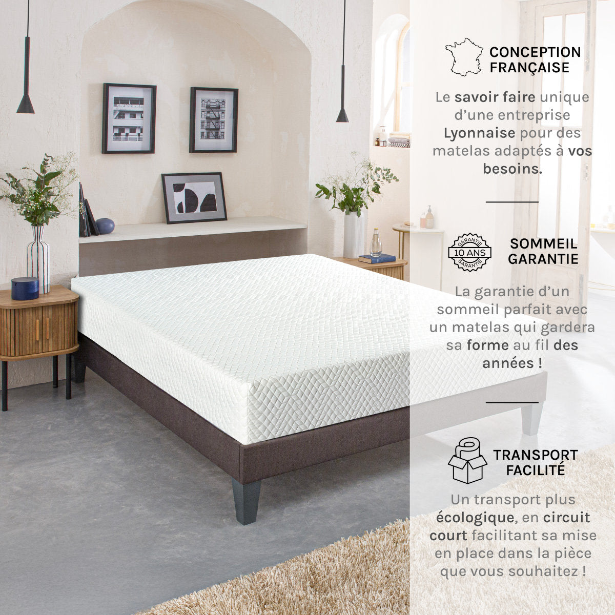 Prêt-à-dormir ABSOLU avec Sommier, Couette, Oreillers et Protège-matelas