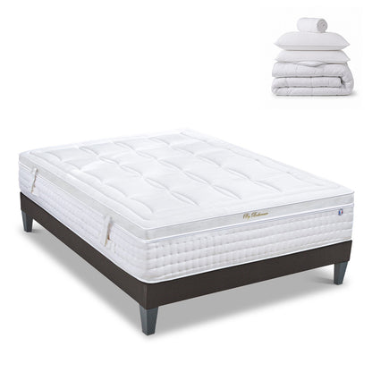 Pack prêt à dormir Empereur - Matelas + Sommier + Couette, oreillers, protège-matelas - 33 cm d'épaisseur
