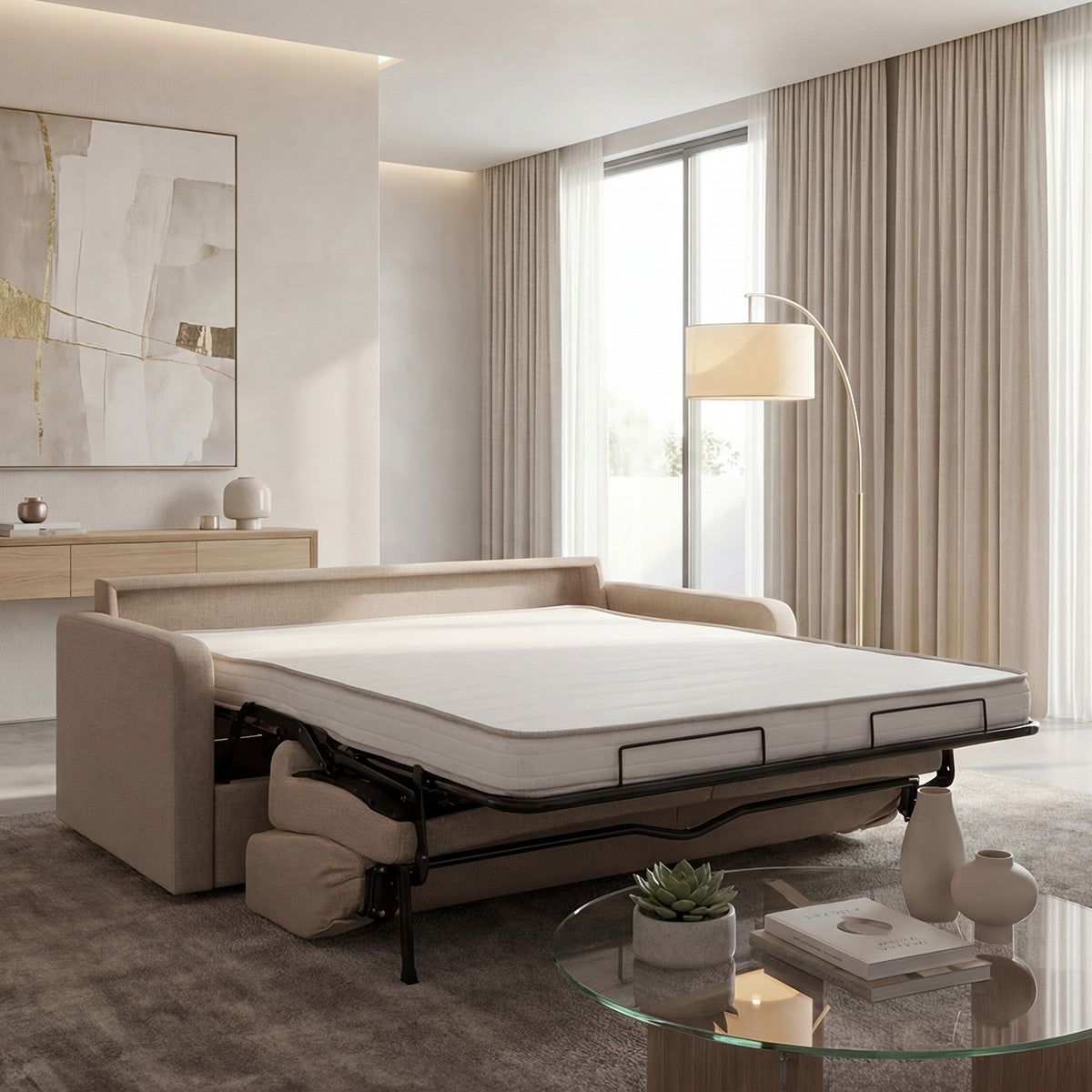 Canapé-lit Tissu avec Matelas BASTILLE