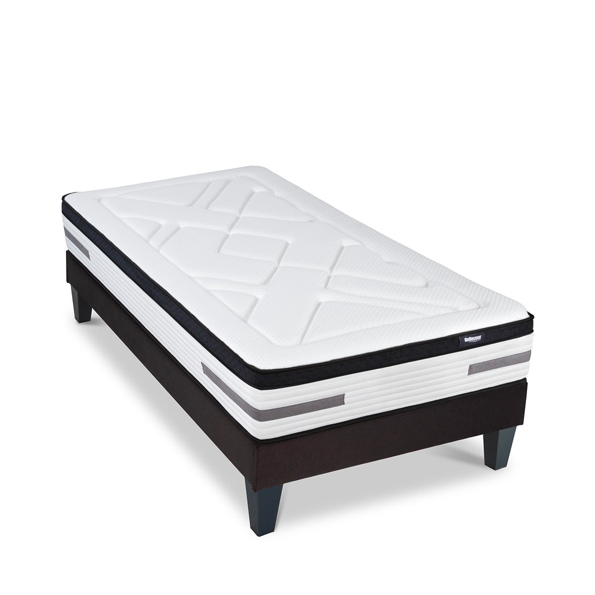 Ensemble Bellevue - Matelas ressorts ensachés + mémoire de forme + Sommier - 24 cm d'épaisseur