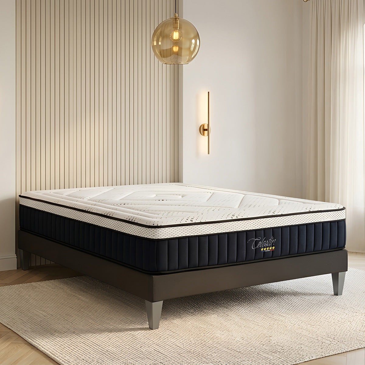 Ensemble Célestin 2.0 - Matelas mémoire de forme moelleux + Sommier bois - 29 cm d'épaisseur