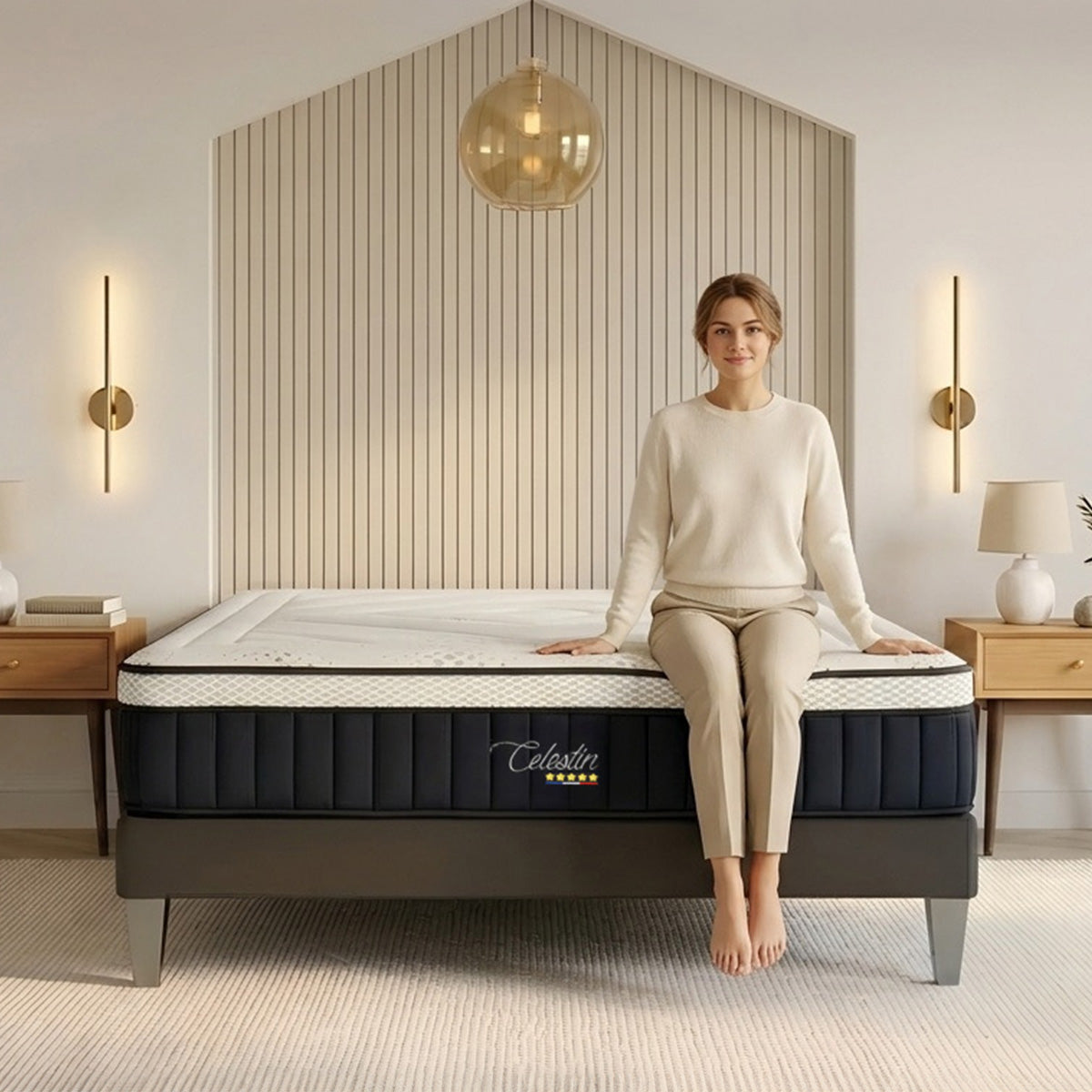 Ensemble Célestin 2.0 - Matelas mémoire de forme moelleux + Sommier bois - 29 cm d'épaisseur
