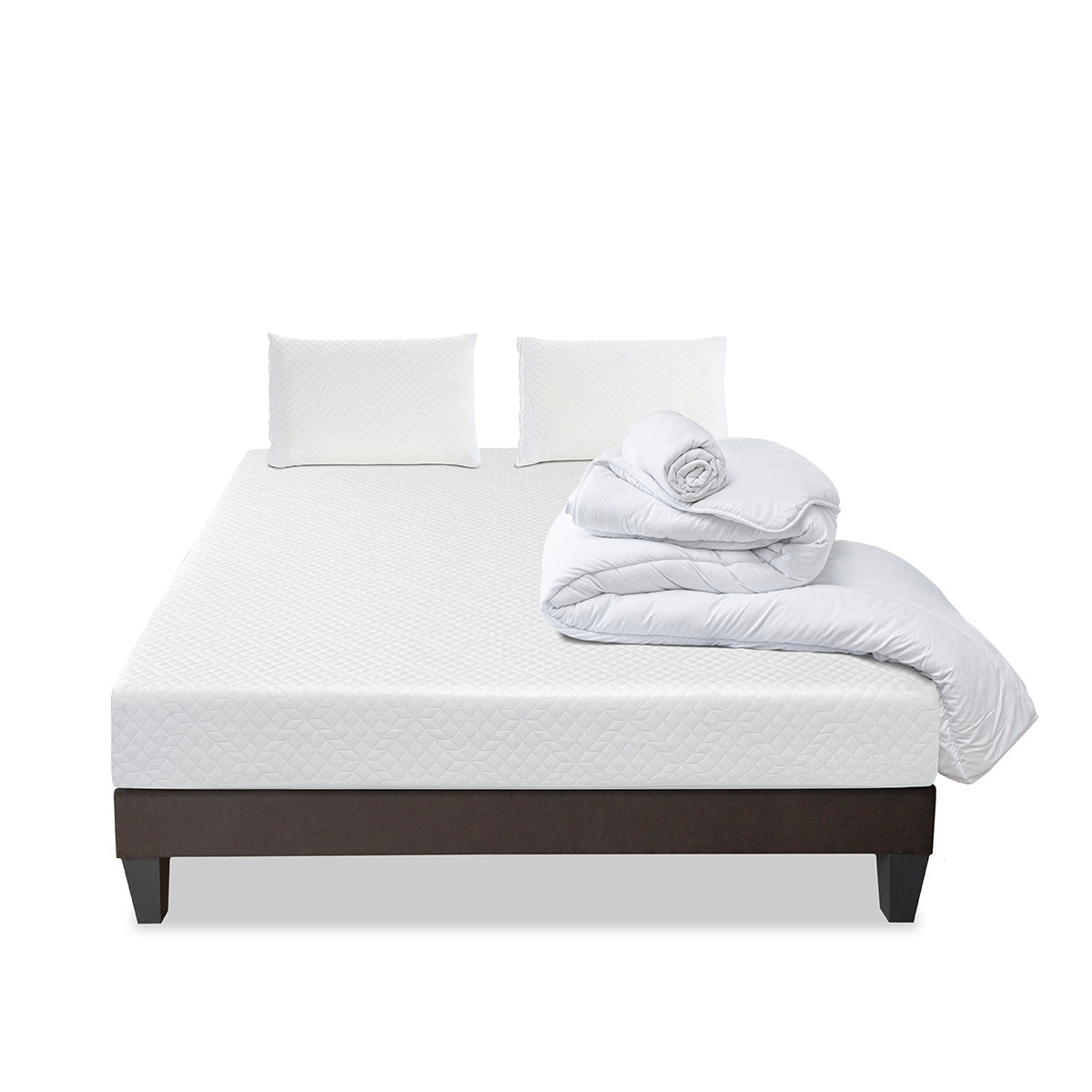 Prêt-à-dormir ABSOLU avec Sommier, Couette, Oreillers et Protège-matelas