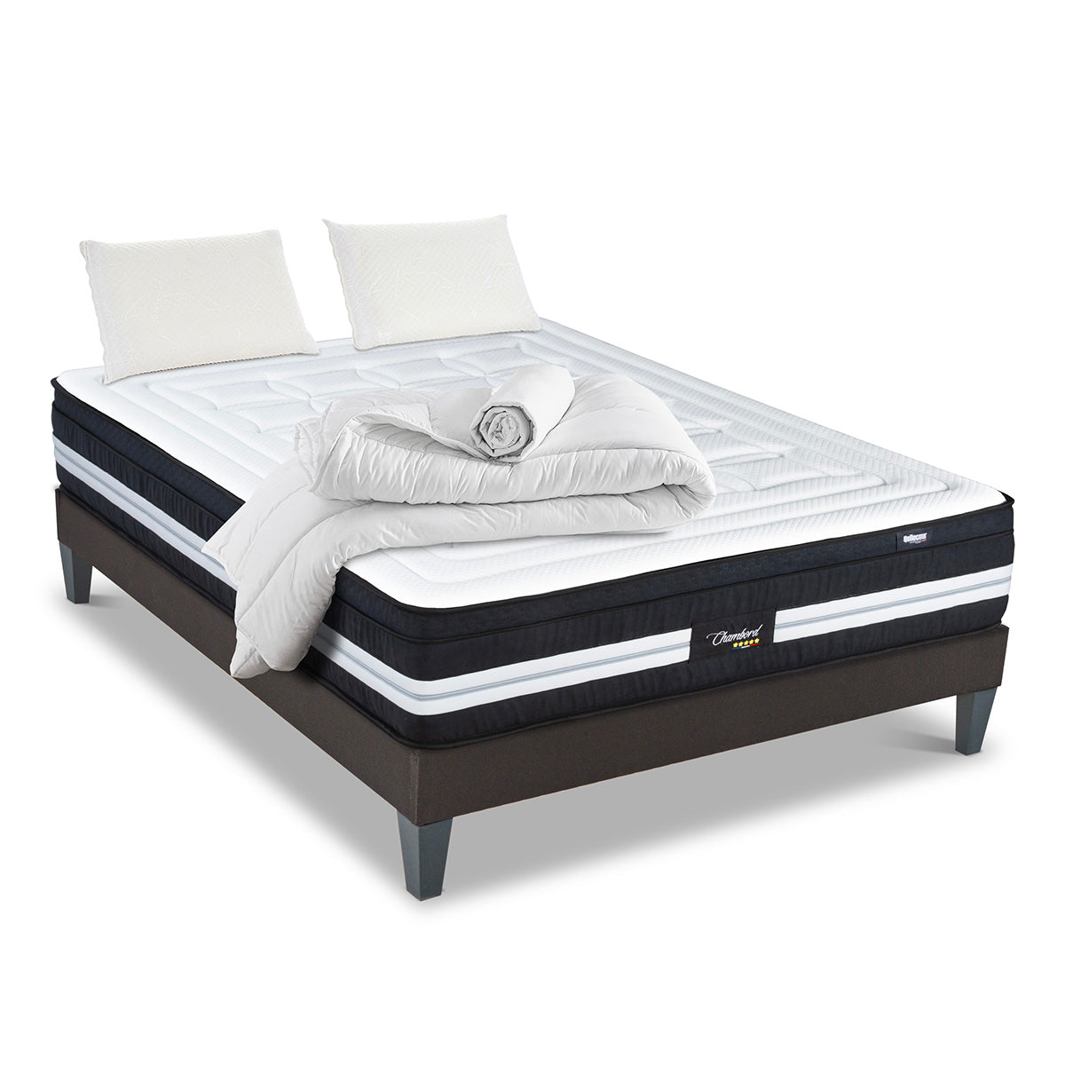 Prêt-à-dormir CHAMBORD avec Sommier, Couette, Oreillers et Protège-matelas