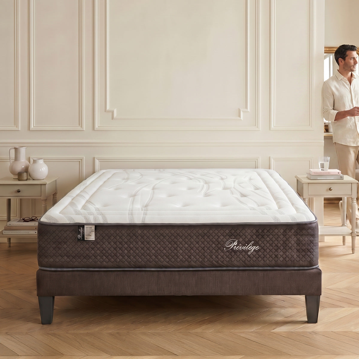Ensemble Privilège - Matelas ressorts ensachés hypersoft + Sommier - 30 cm d'épaisseur
