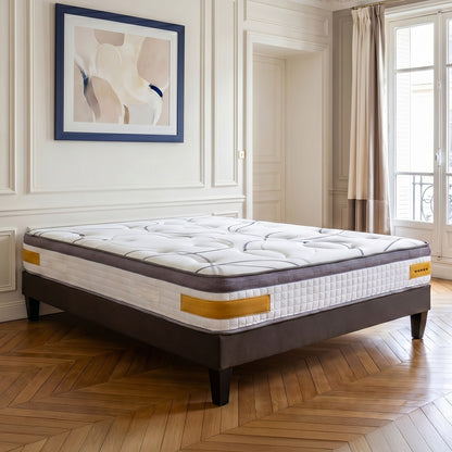 Ensemble Matelas Mémoire de forme COPENHAGUE avec sommier - 24 cm d'épaisseur - Accueil équilibré, soutien ferme