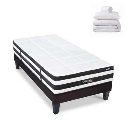 Pack Fontainebleau - Matelas + Sommier + Accessoires - La chambre équipée en une fois - 25 cm d'épaisseur