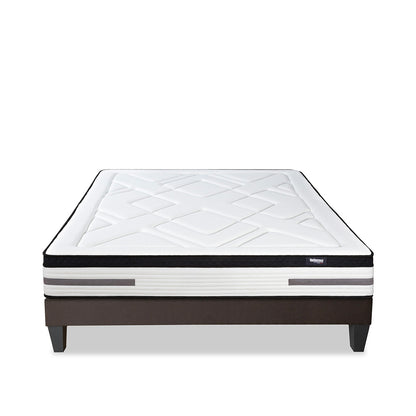 Ensemble Bellevue - Matelas ressorts ensachés + mémoire de forme + Sommier - 24 cm d'épaisseur