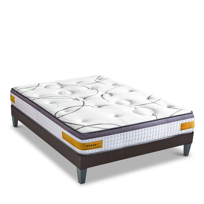 Ensemble Matelas Mémoire de forme COPENHAGUE avec sommier - 24 cm d'épaisseur - Accueil équilibré, soutien ferme