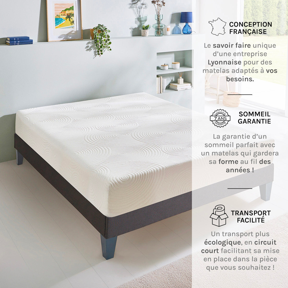 Prêt-à-dormir VOSGES avec Sommier, Couette, Oreillers et Protège-matelas