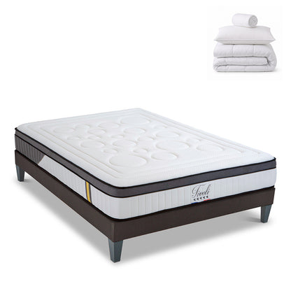 Pack prêt à dormir Tivoli - Matelas + Sommier + Couette, oreillers, protège-matelas - 25 cm d'épaisseur