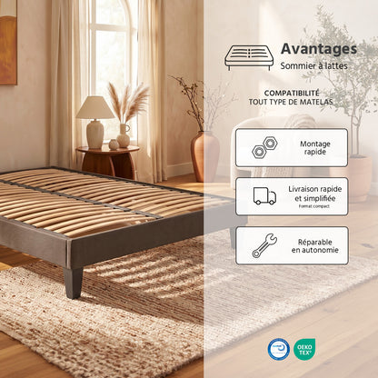 Pack Bellevue - Matelas + Sommier + Accessoires - La chambre équipée en une fois - 24 cm d'épaisseur