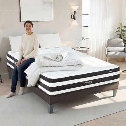 Pack Fontainebleau - Matelas + Sommier + Accessoires - La chambre équipée en une fois - 25 cm d'épaisseur