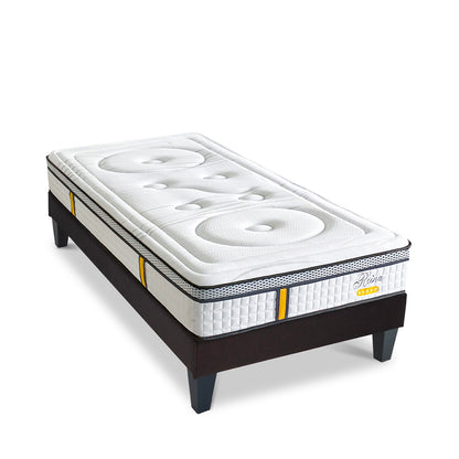 Ensemble Reina 2.0 - Matelas hybride ressorts + mémoire de forme + Sommier - 26 cm d'épaisseur