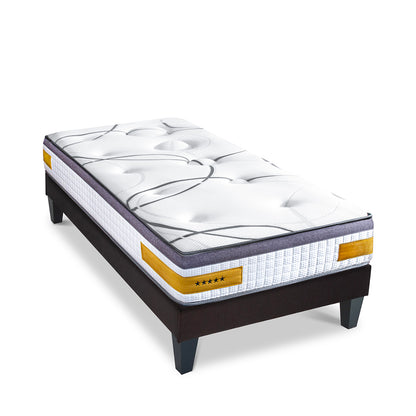 Ensemble Matelas Mémoire de forme COPENHAGUE avec sommier - 24 cm d'épaisseur - Accueil équilibré, soutien ferme