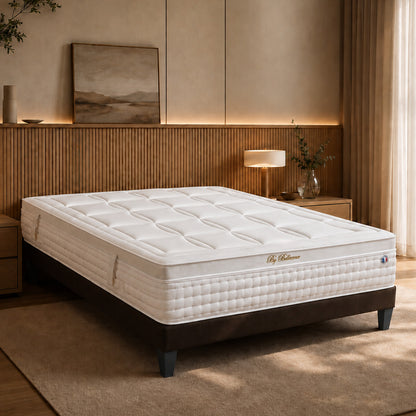 Ensemble Empereur - Matelas mémoire de forme + gel frais + Sommier bois - 33 cm d'épaisseur