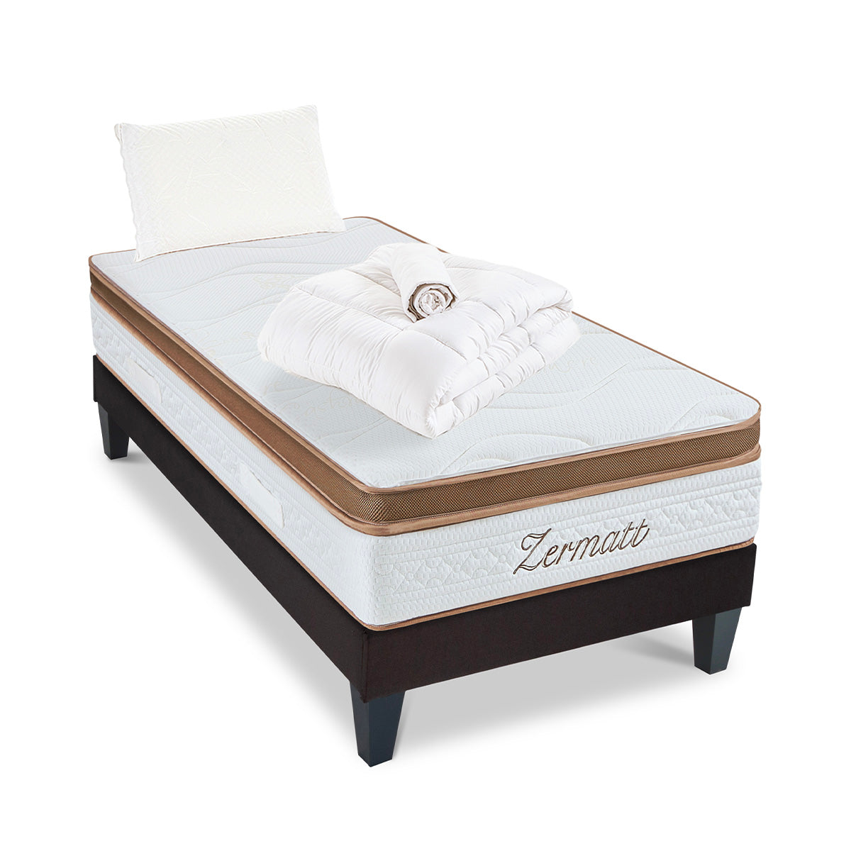 Prêt-à-dormir ZERMATT avec Sommier, Couette, Oreillers et Protège-matelas