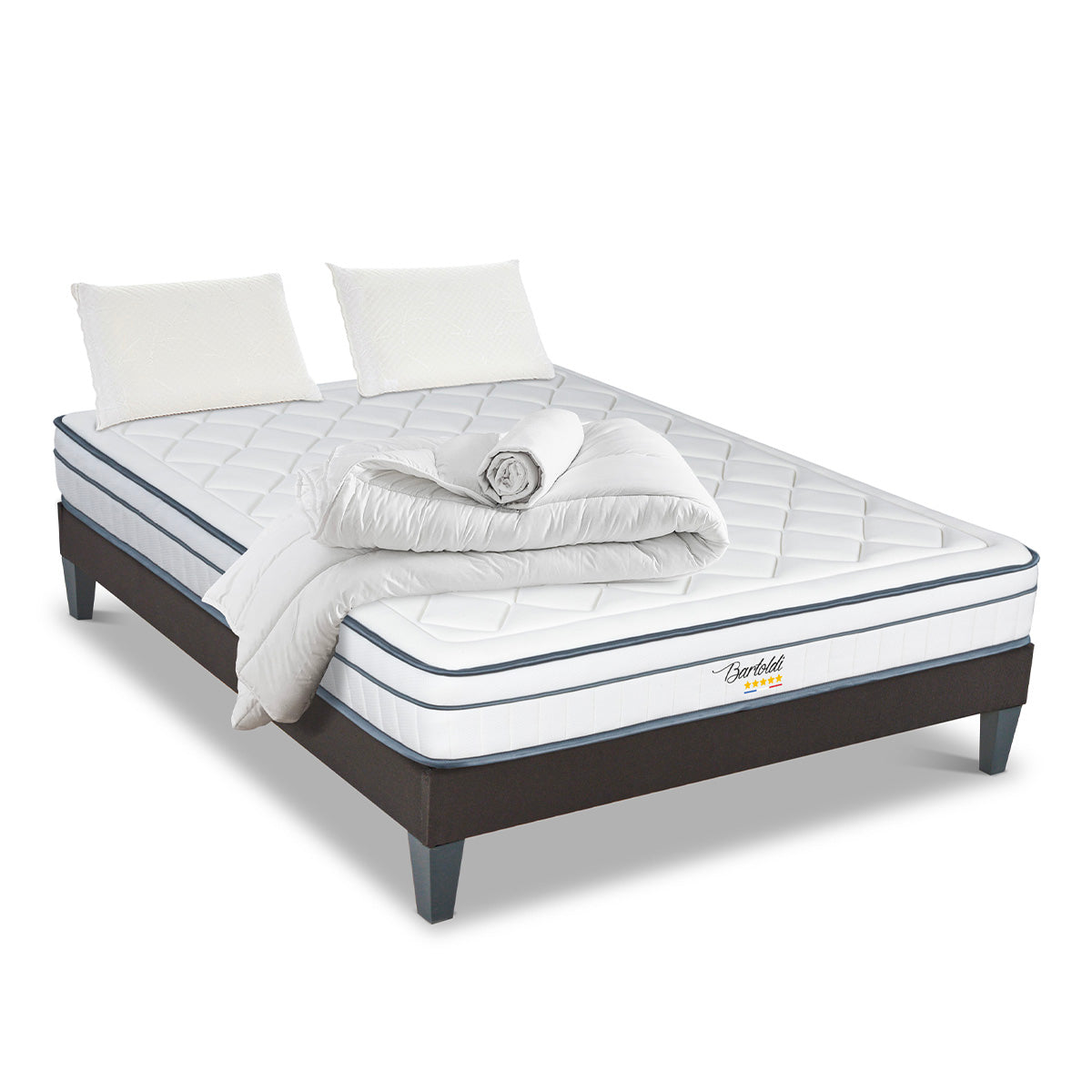 Prêt-à-dormir BARTOLDI avec Sommier, Couette, Oreillers et Protège-matelas