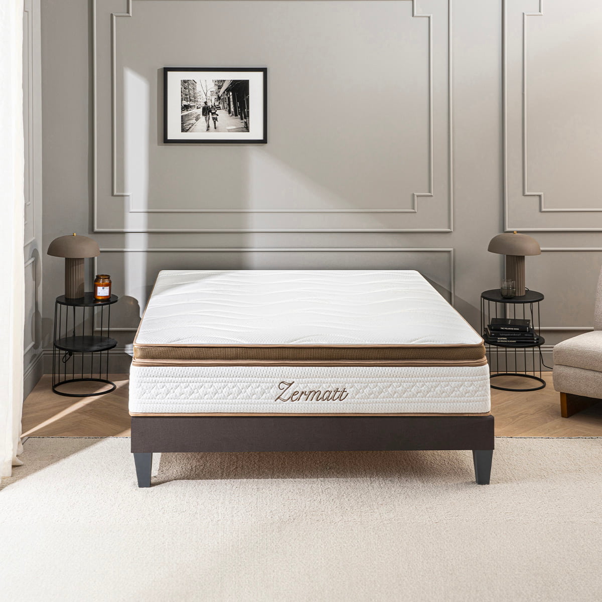 Ensemble Matelas Mémoire de forme ZERMATT avec sommier