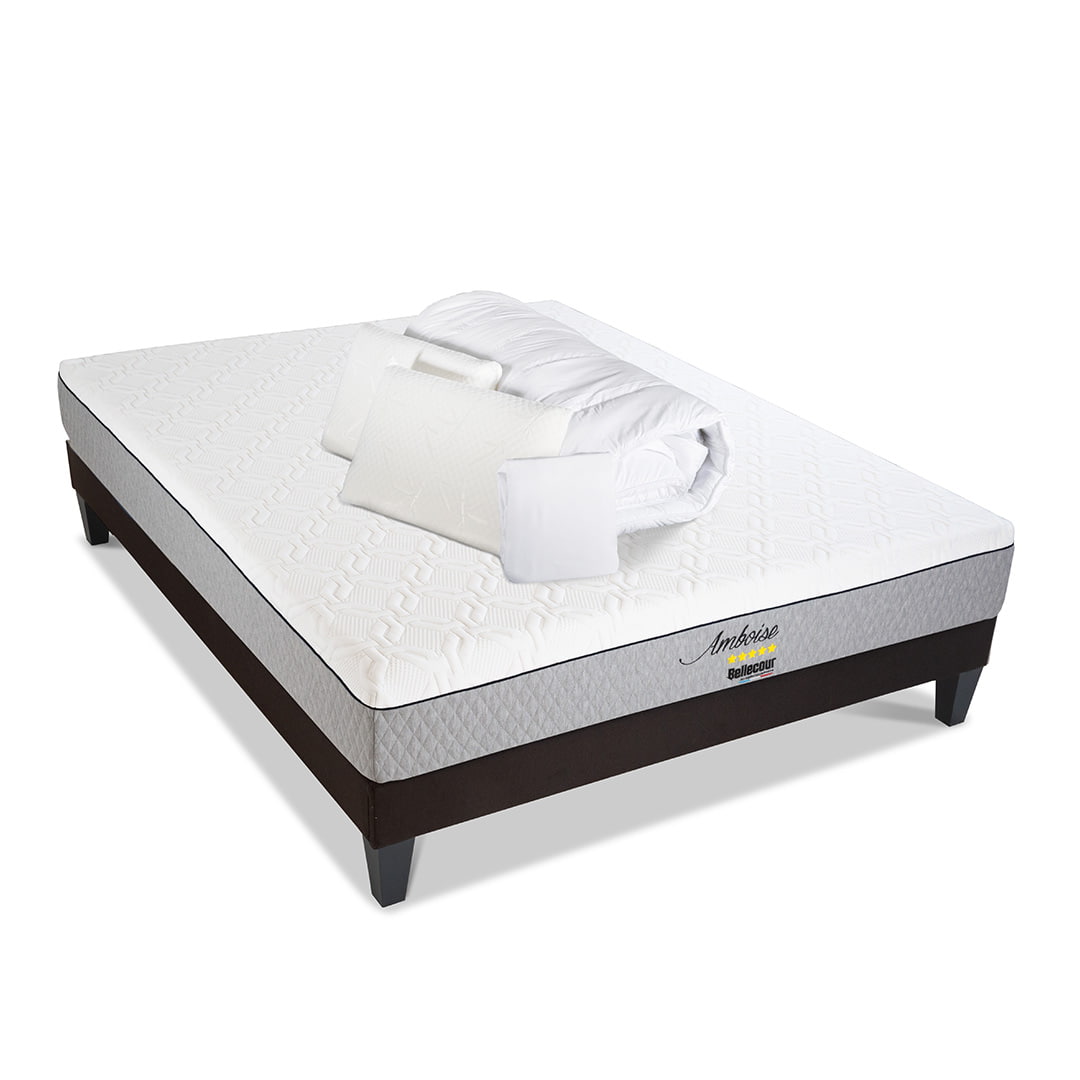 Prêt-à-dormir AMBOISE avec Sommier, Couette, Oreillers et Protège-matelas