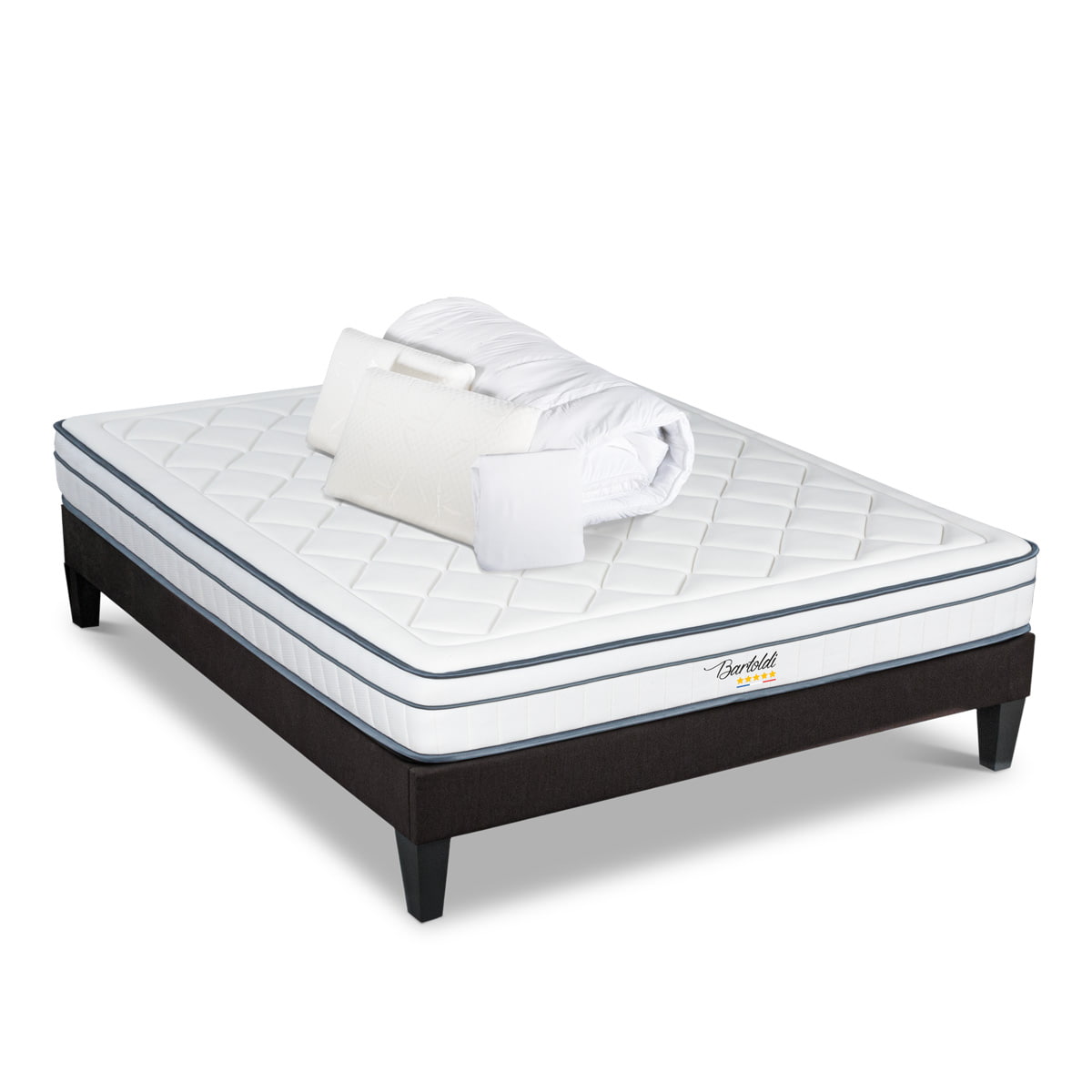 Prêt-à-dormir BARTOLDI avec Sommier, Couette, Oreillers et Protège-matelas