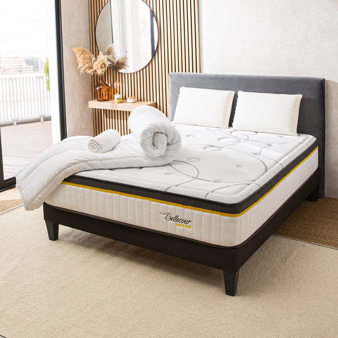 Prêt-à-dormir BELLECOUR 3.0 avec Sommier, Couette, Oreillers et Protège-matelas