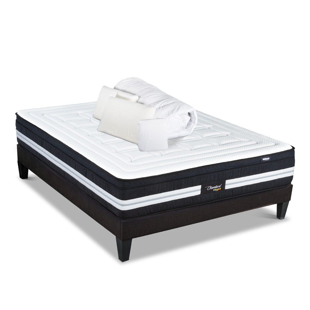 Prêt-à-dormir CHAMBORD avec Sommier, Couette, Oreillers et Protège-matelas