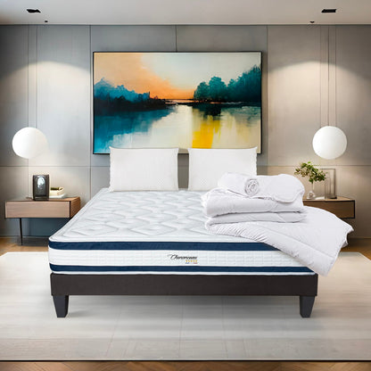 Prêt-à-dormir CHENONCEAU avec Sommier, Couette, Oreillers et Protège-matelas