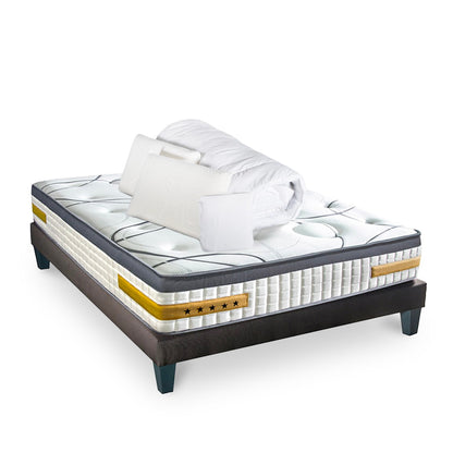 Prêt-à-dormir COPENHAGUE avec Sommier, Couette, Oreillers et Protège-matelas