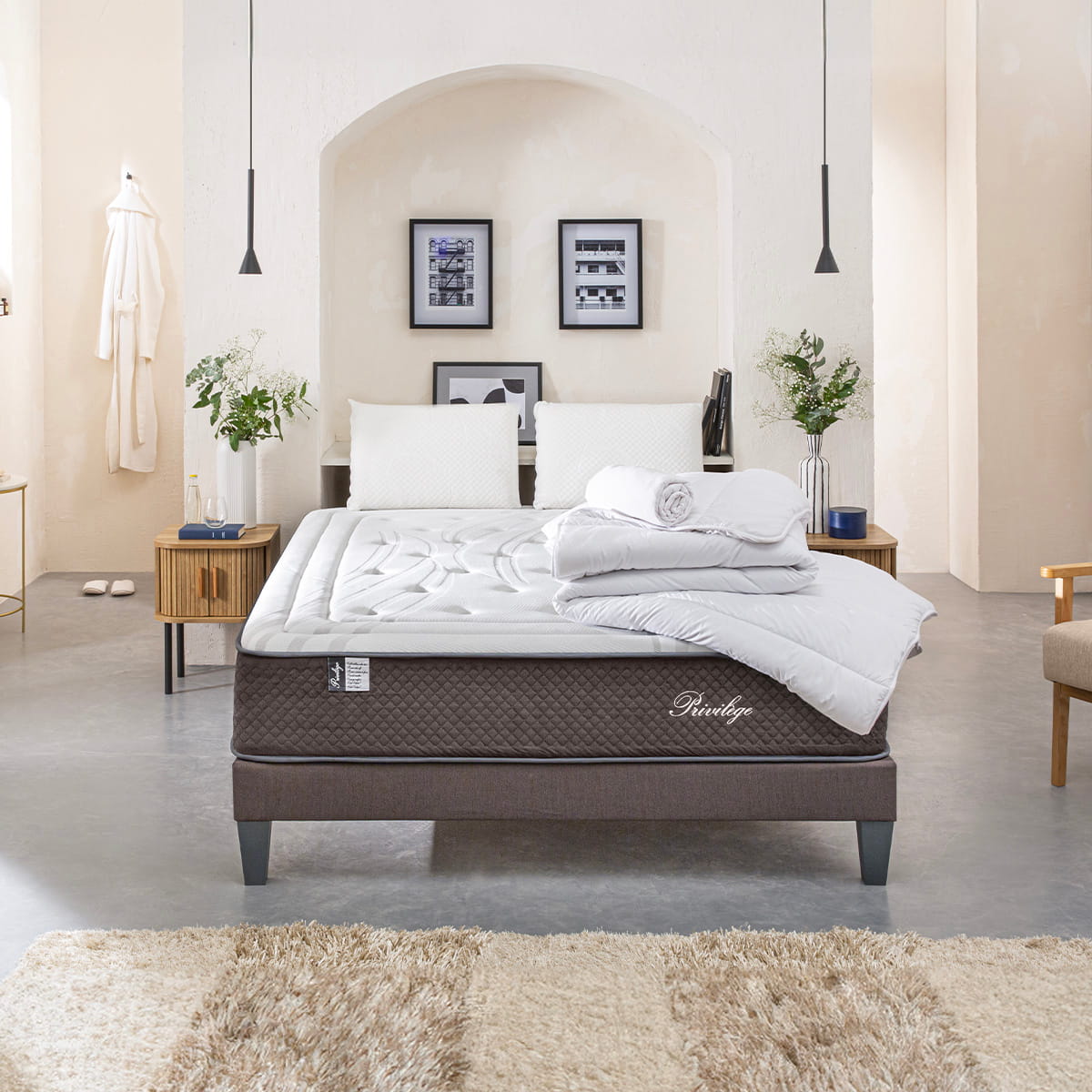 Prêt-à-dormir PRIVILÈGE avec Sommier, Couette, Oreillers et Protège-matelas