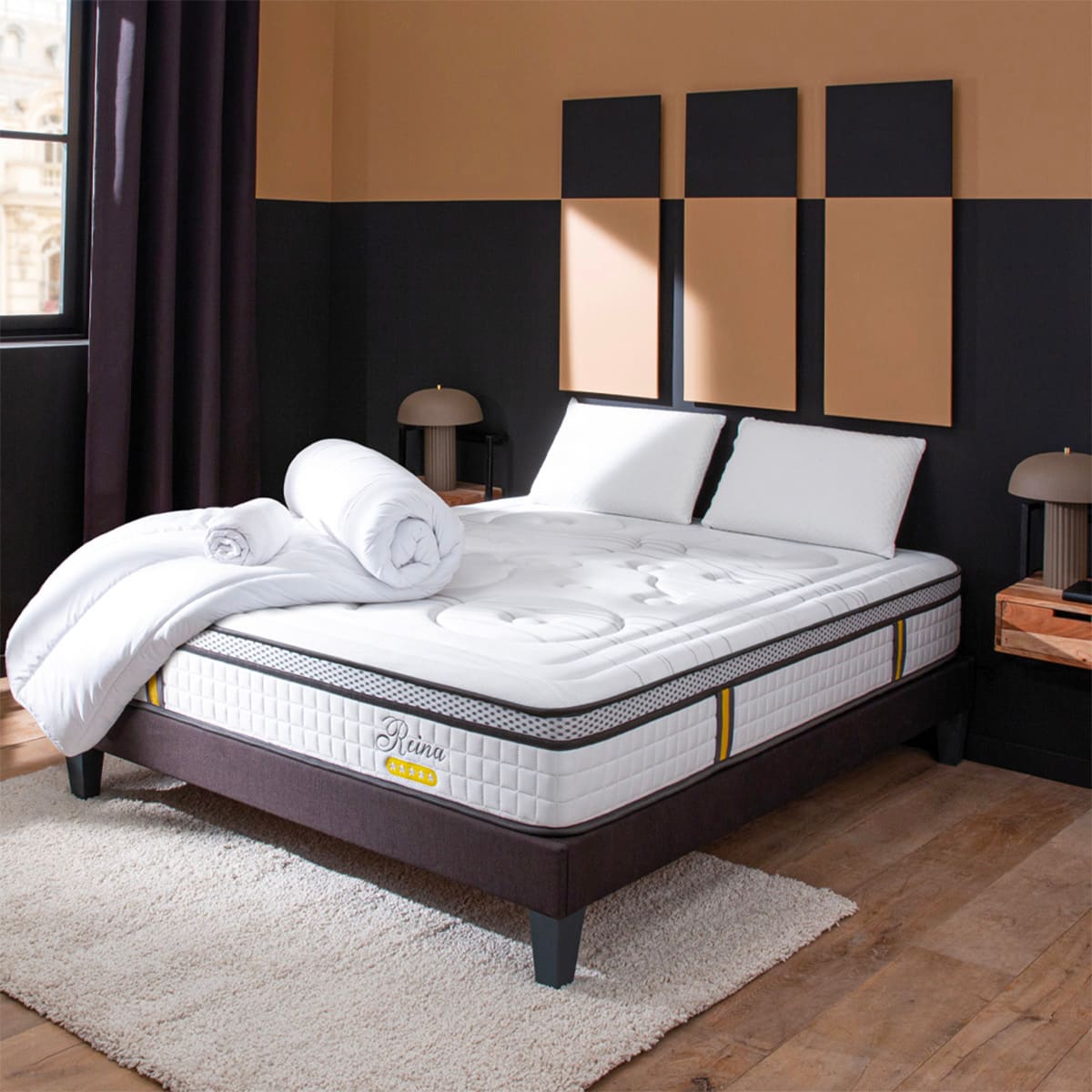 Prêt-à-dormir REINA 2.0 avec Sommier, Couette, Oreillers et Protège-matelas