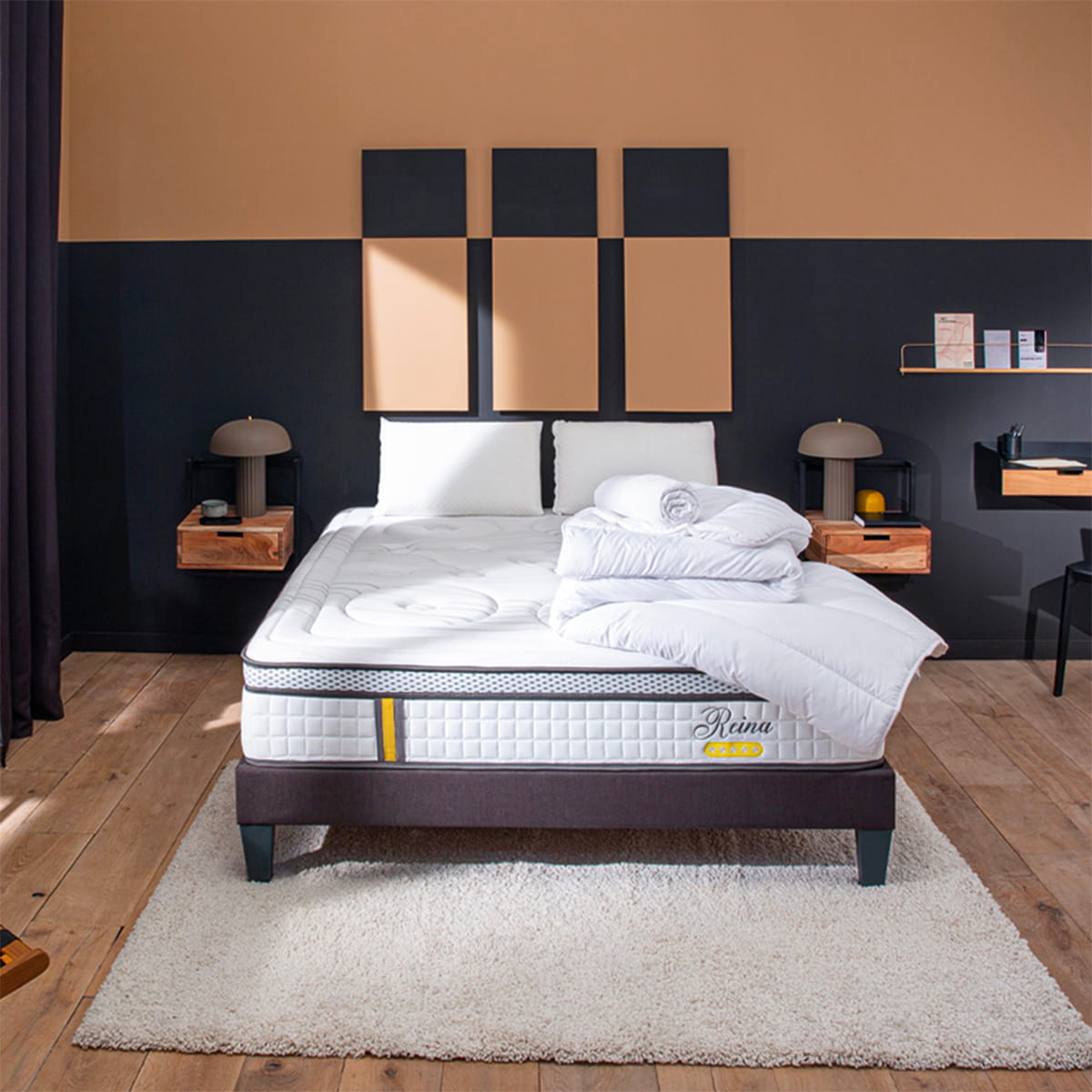 Prêt-à-dormir REINA 2.0 avec Sommier, Couette, Oreillers et Protège-matelas